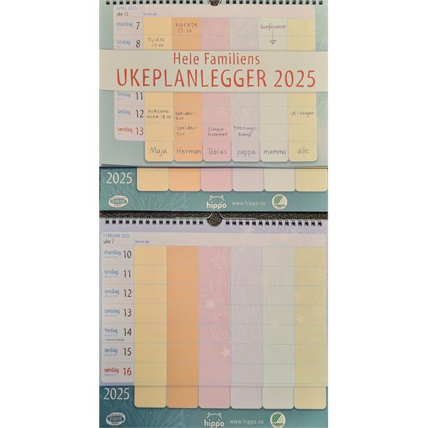 931425 Hippo 9314 Kalender, Ukeplanlegger 2026 Miljømerket, Hippo, Resirkulert papir!